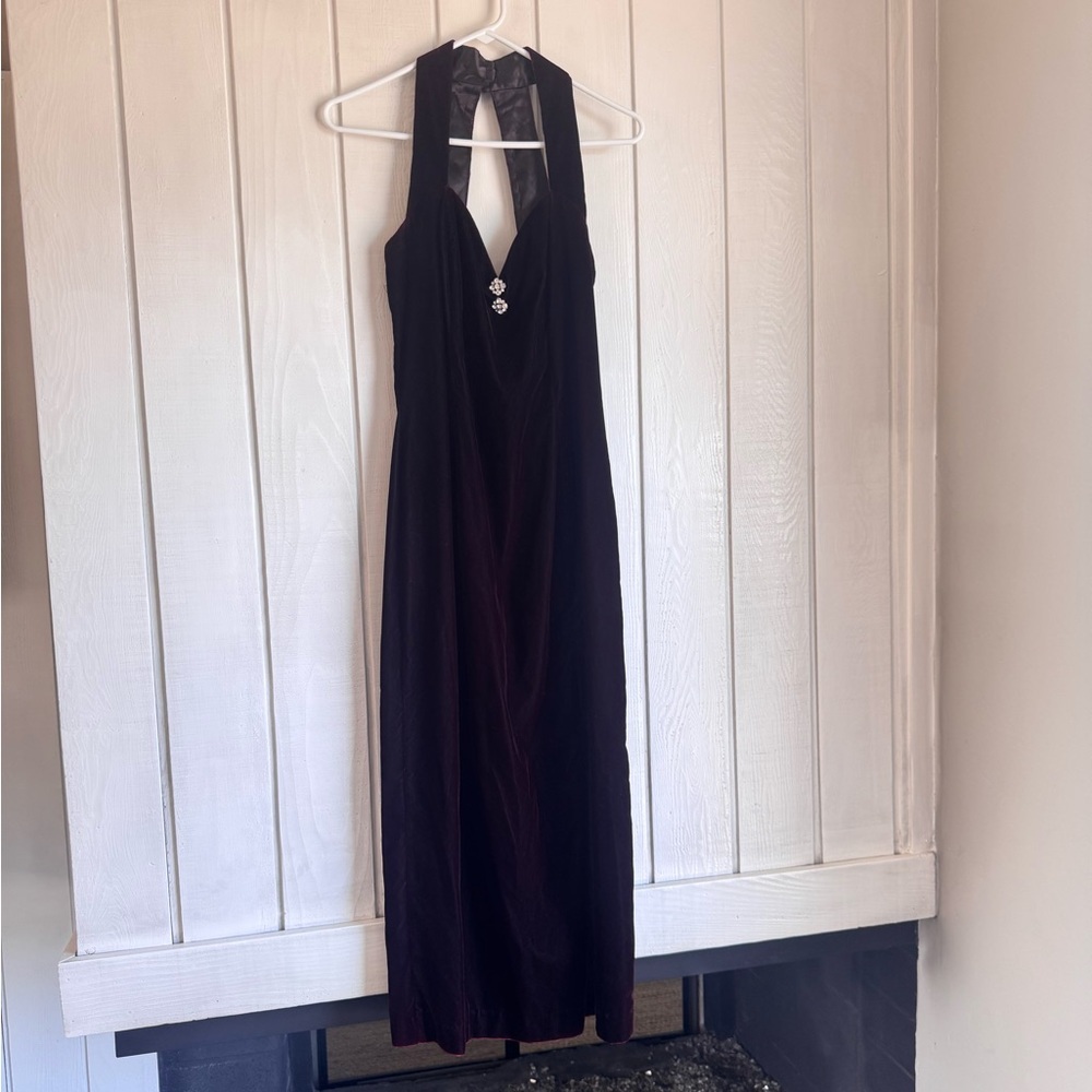 Vintage Jessica McClintock Dark Red Velvet Dress